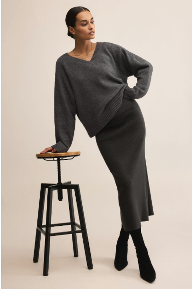 Z Supply - Eloise Sweater Skirt in Charcoal Heather