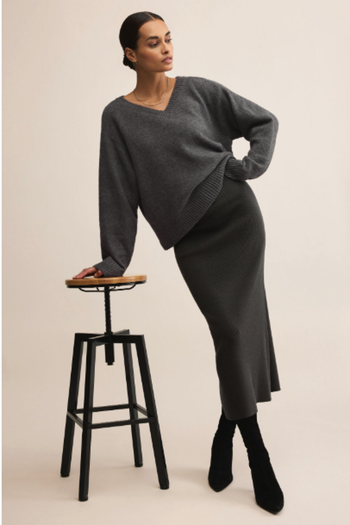 Z Supply - Eloise Sweater Skirt in Charcoal Heather