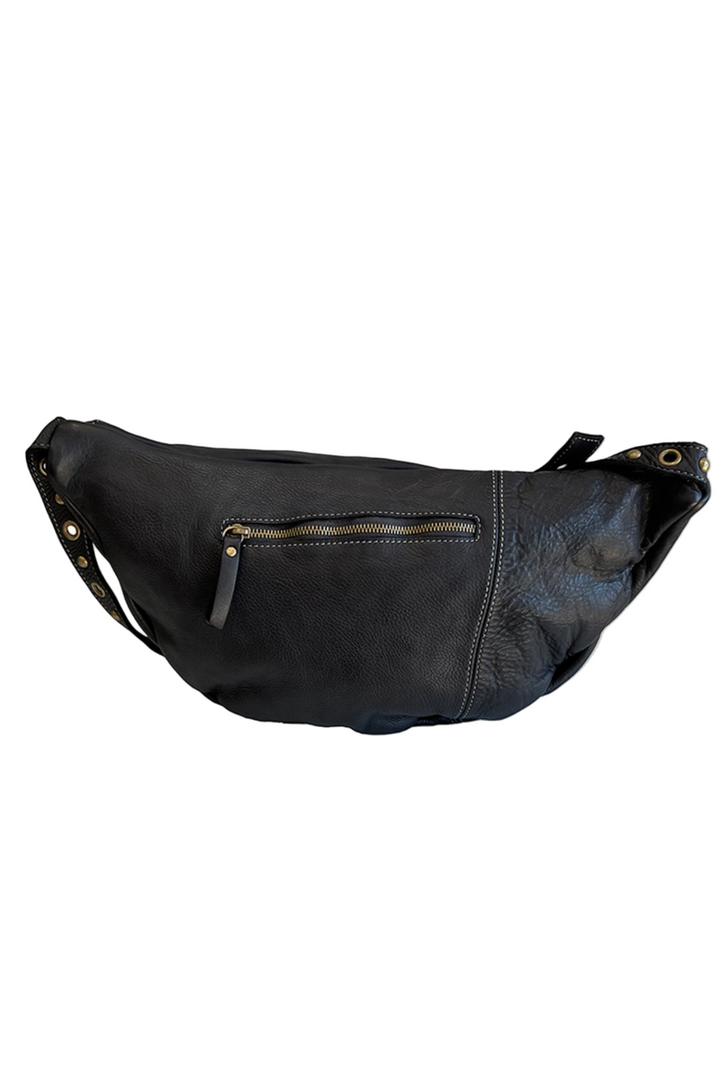 Bolsa Nova - Bella Large Leather Sling Bag in Black