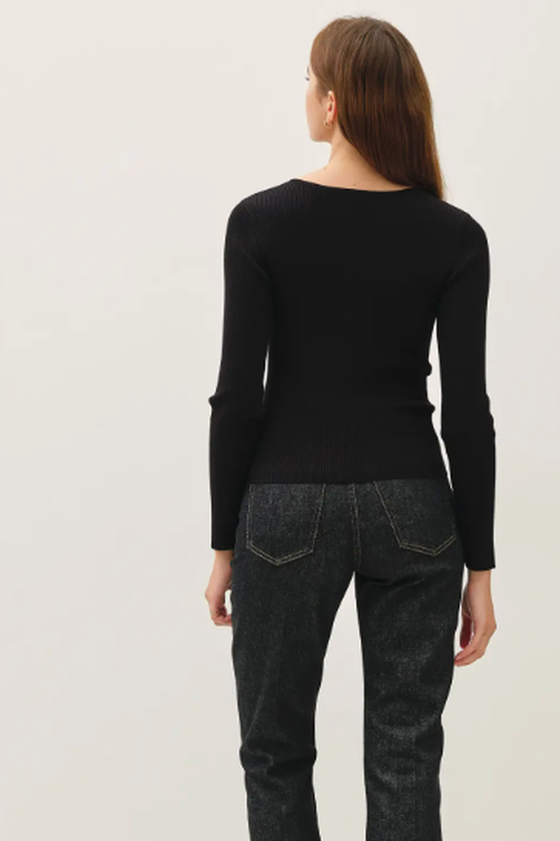 Be Cool - Ribbed Button Up Cardigan in Black