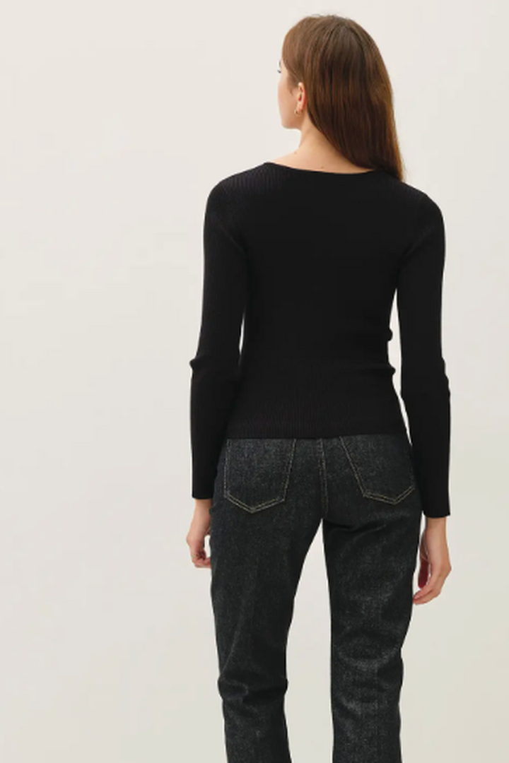 Be Cool - Ribbed Button Up Cardigan in Black