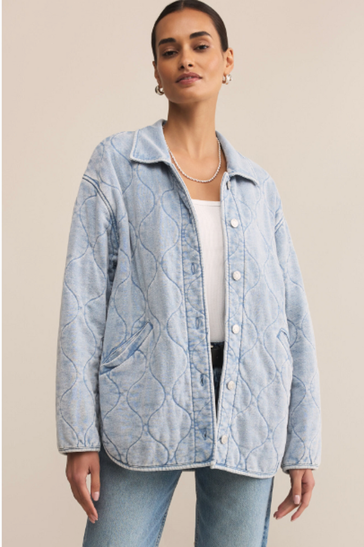 Z Supply - Boulder Knit Denim Jacket in Washed Indigo