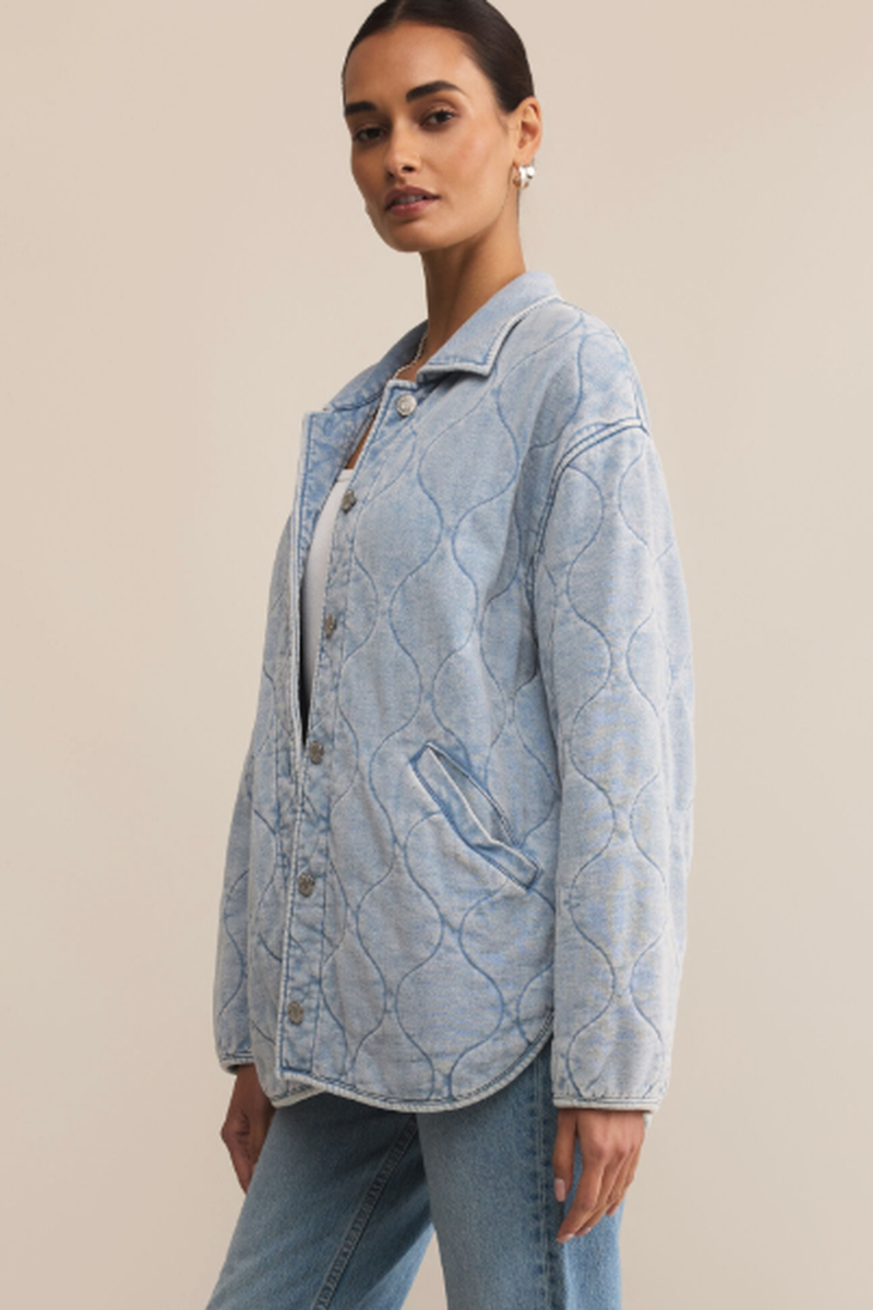 Z Supply - Boulder Knit Denim Jacket in Washed Indigo