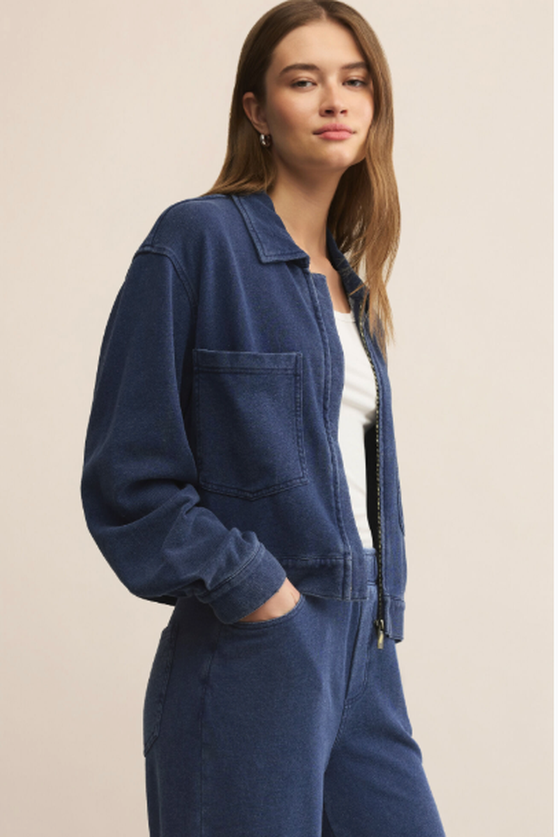 Z Supply - Heritage Knit Denim Jacket in Indigo
