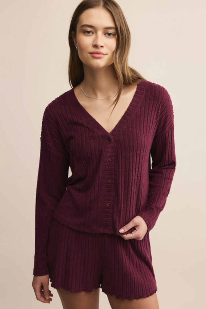 Z Supply - Mara Rib Cardigan in Merlot
