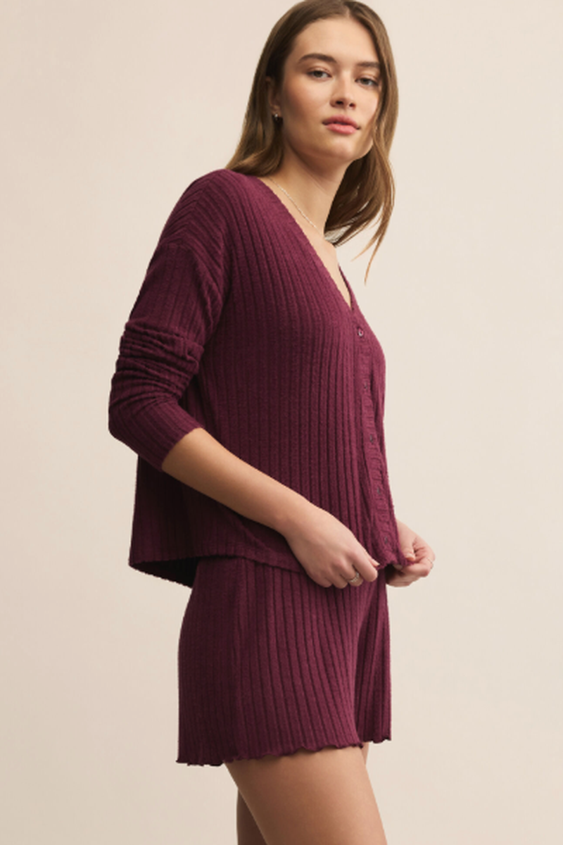 Z Supply - Mara Rib Cardigan in Merlot