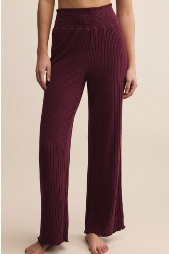 Z Supply - Dawn Smocked Rib Pant in Merlot