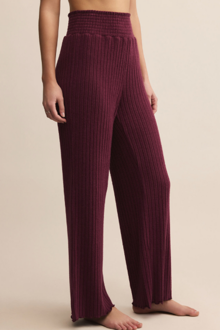 Z Supply - Dawn Smocked Rib Pant in Merlot