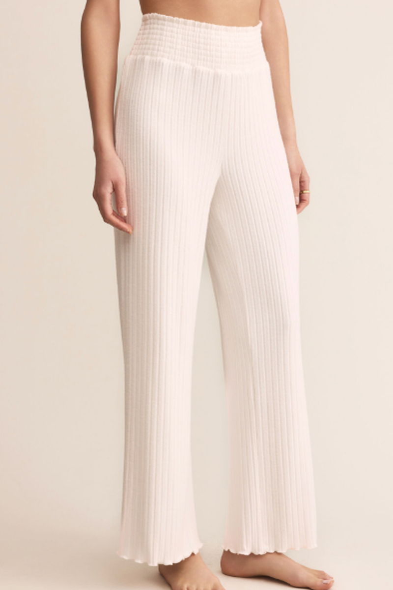 Z Supply - Dawn Smocked Rib Pant in Vanilla Ice