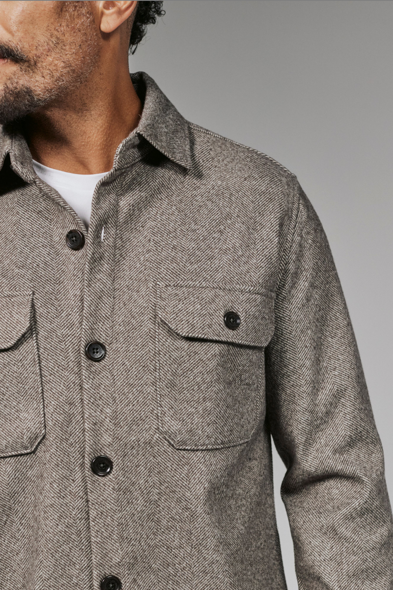 7DIAMONDS - Generation Herringbone Shacket in Graphite
