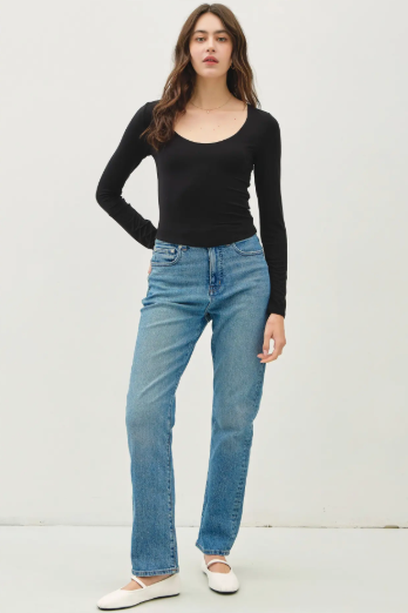 Be Cool - Basic Long Sleeve Top in Black