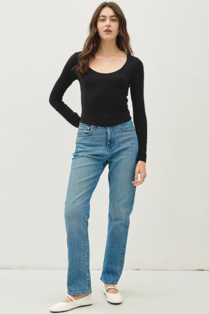 Be Cool - Basic Long Sleeve Top in Black