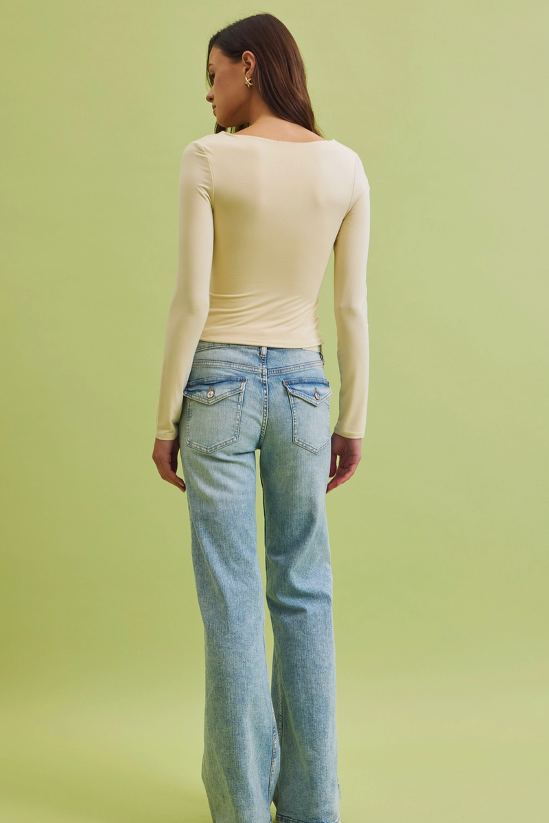 Be Cool - Basic Long Sleeve Top in Butter