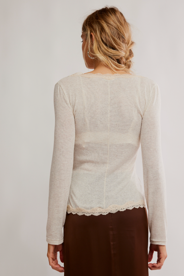 Free People - Big Love Rib Cardi in Oatmeal Heather