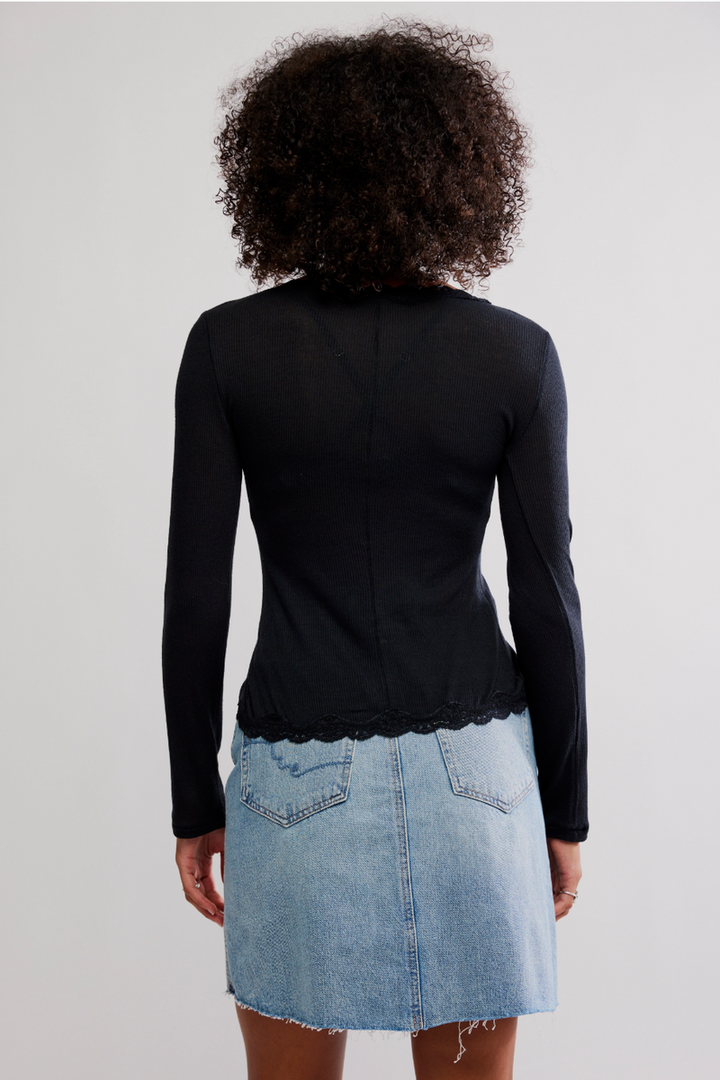 Free People - Big Love Rib Cardi in Black