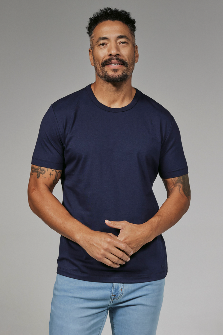 7DIAMONDS - Modal Crew Neck Tee in Navy