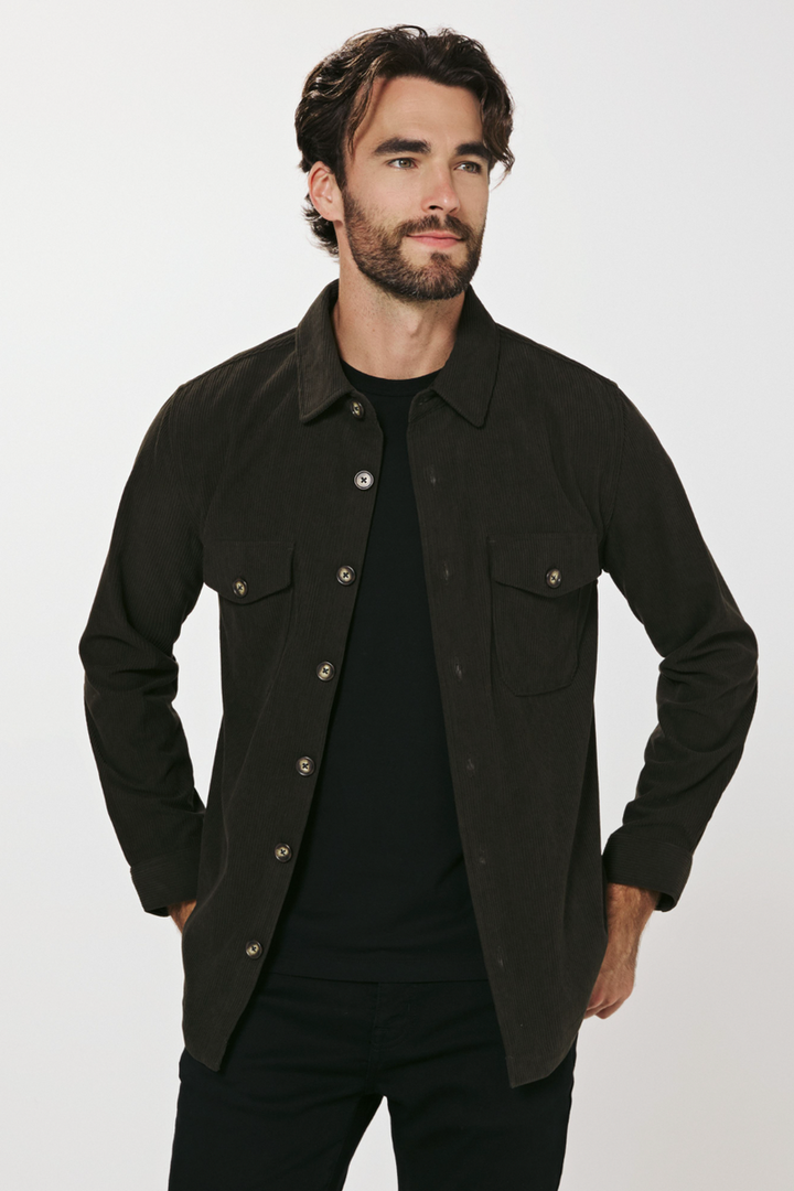7DIAMONDS - Crossway Corduroy Overshirt in Olive