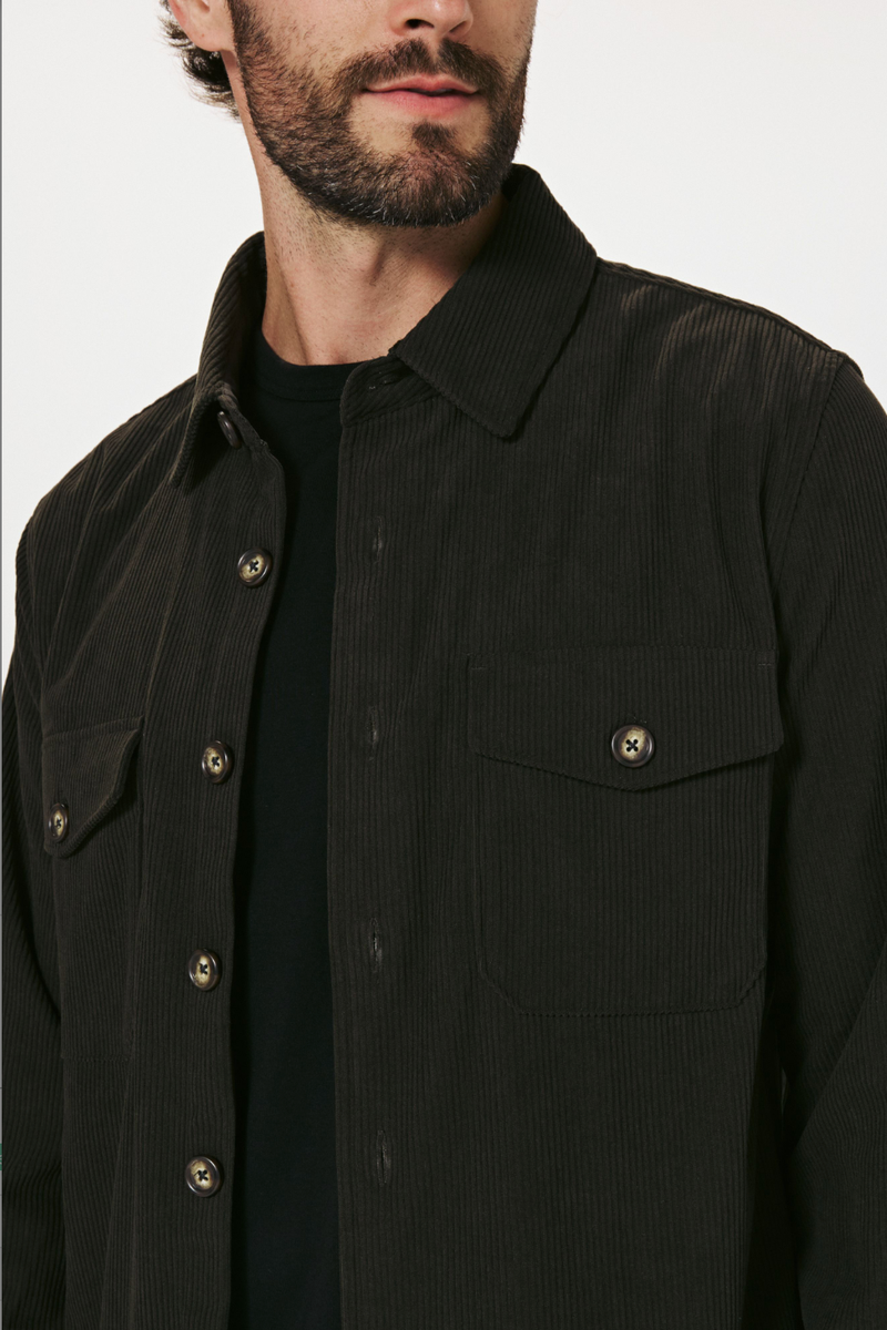 7DIAMONDS - Crossway Corduroy Overshirt in Olive