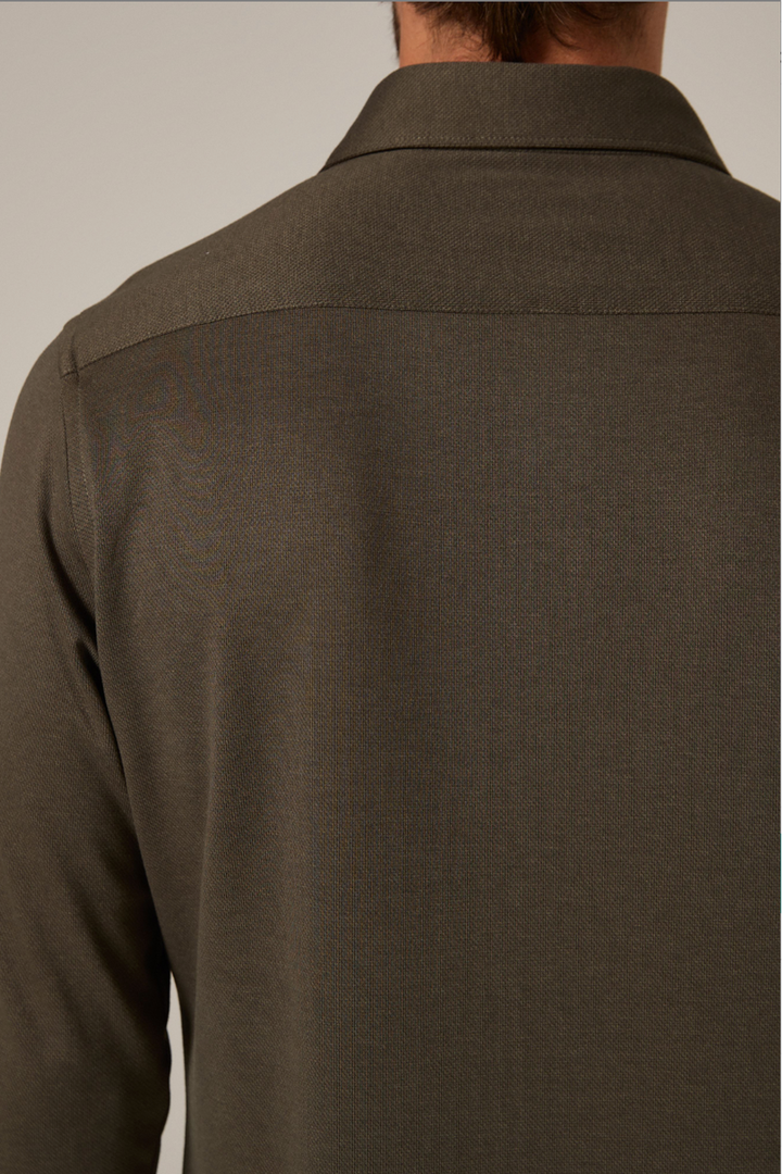 7DIAMONDS - Bowery Textured Knit Long Sleeve Shirt in Olive