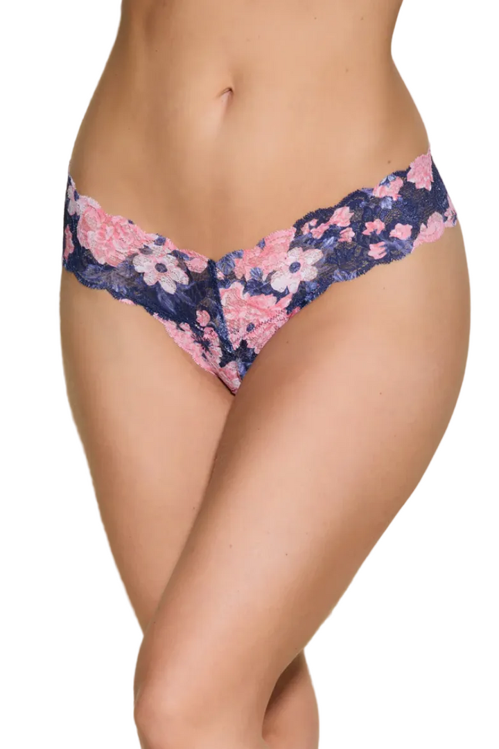 Cosabella - Never Say Never Printed Cutie Low Rise Thong in Navy Oversize Floral