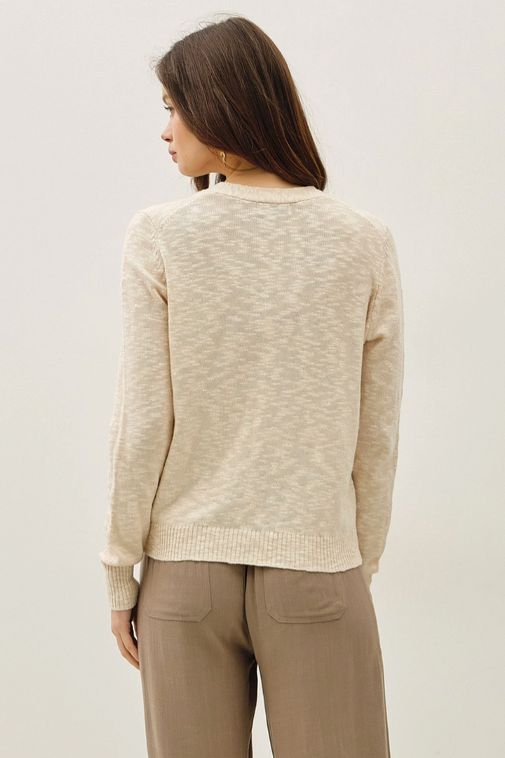 Be Cool -  Cotton Slub Button Up Cardigan in Champagne