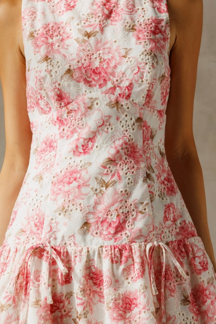 STORIA - Floral Mini Dress in Ivory Pink Floral