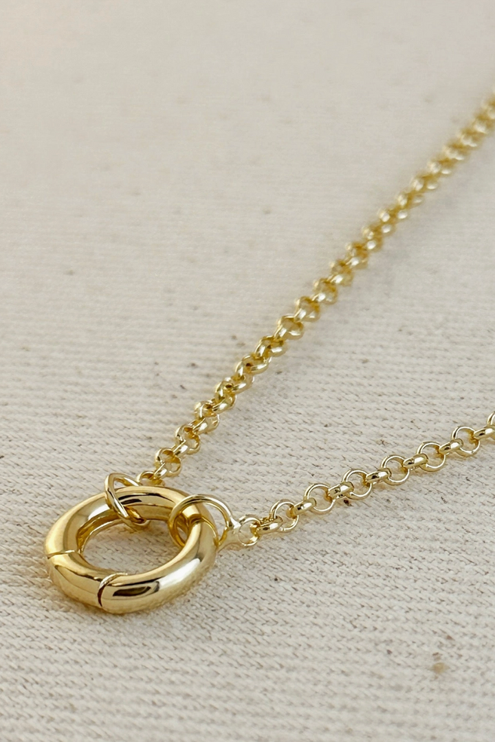 GoldFi - 18k Gold Filled Rolo Chain Necklace Featuring a Carabiner Clasp