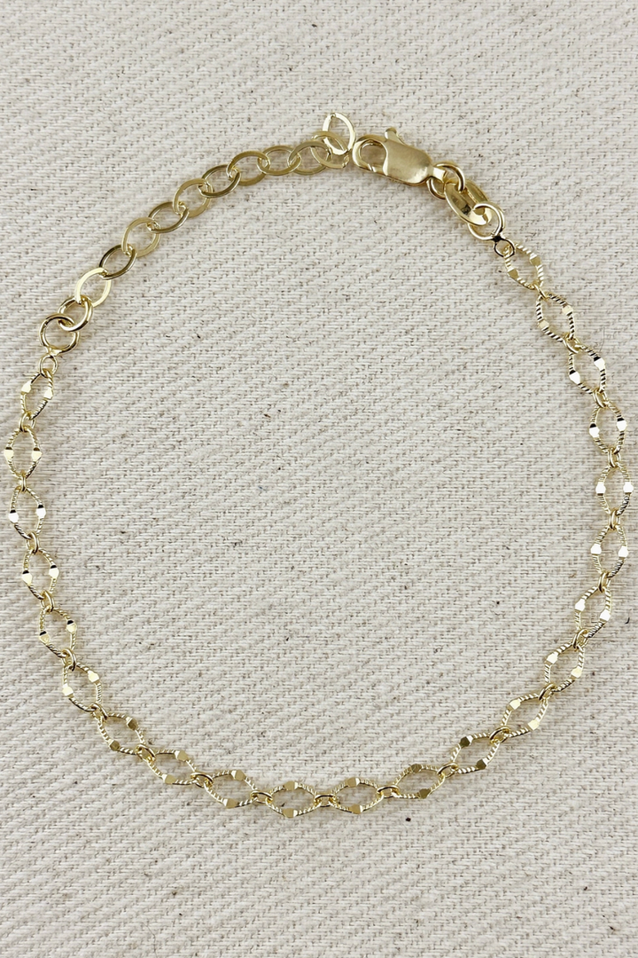 GoldFi - 18k Gold Filled Diamond Cut Detailed Chain Bracelet