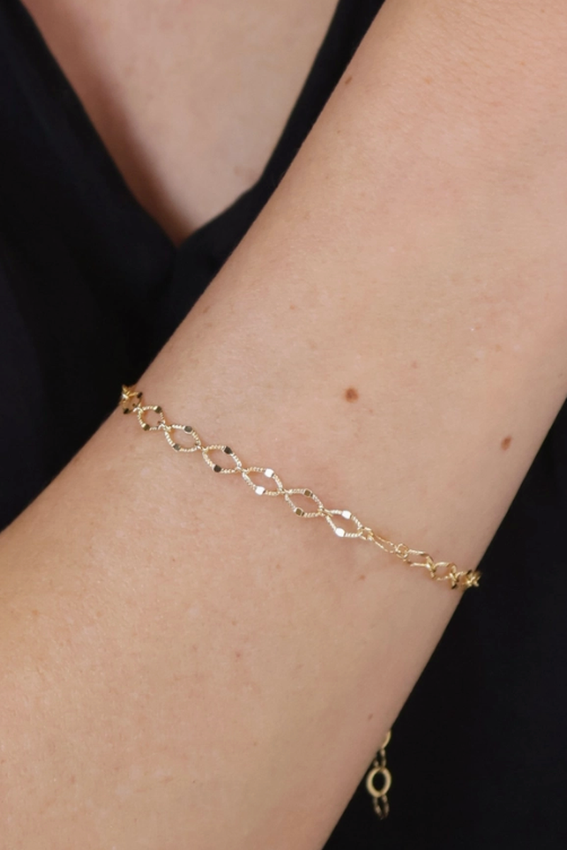 GoldFi - 18k Gold Filled Diamond Cut Detailed Chain Bracelet