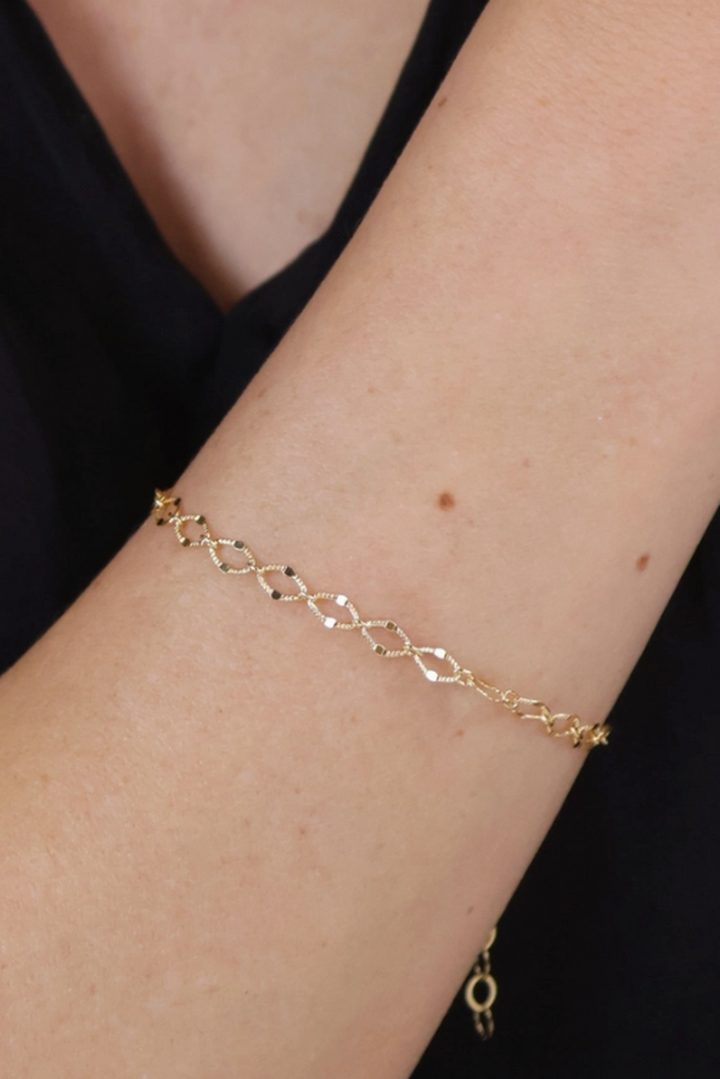 GoldFi - 18k Gold Filled Diamond Cut Detailed Chain Bracelet
