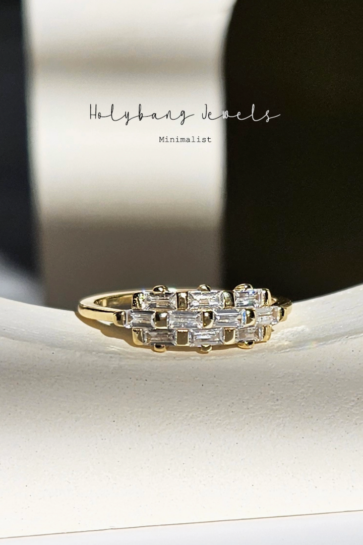 HolyBang Jewels - Baguette Art Deco Ring in Gold Plate