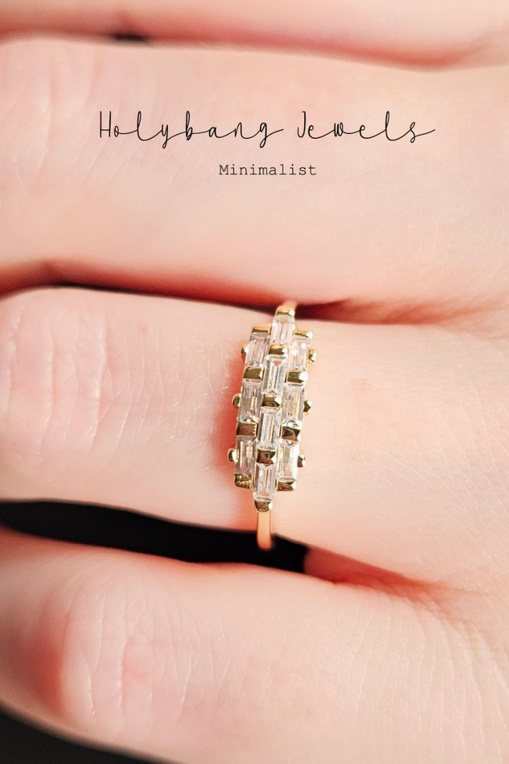 HolyBang Jewels - Baguette Art Deco Ring in Gold Plate