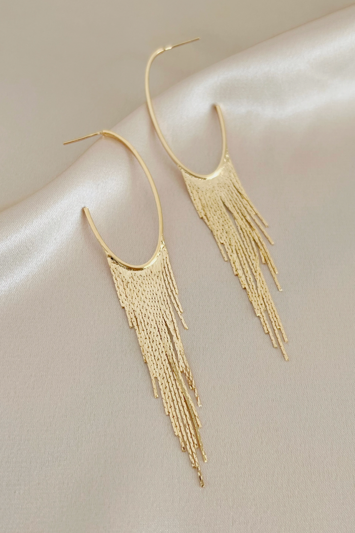 True by Kristy Jewelry - Cascading Fringe Hoop Earrings 14k Gold Filled