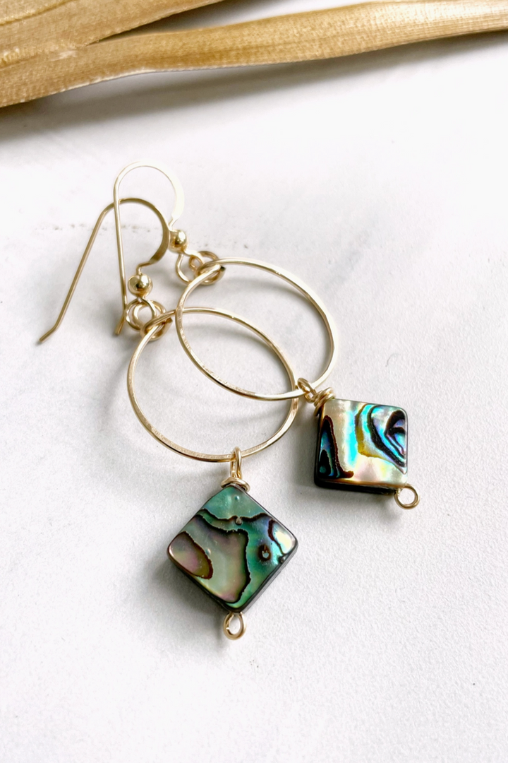 Quinn Sharp - Small Circle Hoop Abalone Drop in 14k Gold Fill