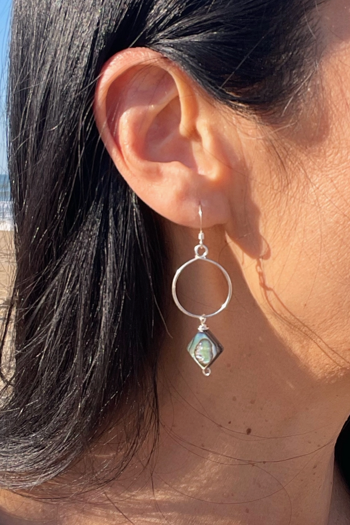 Quinn Sharp - Small Circle Hoop Abalone Drop in 14k Gold Fill