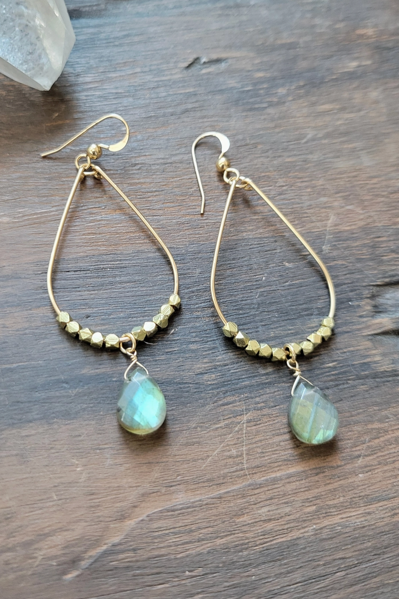Leo Eleven Jewelry - Labradorite Teardrop Earrings 14k Gold Filled
