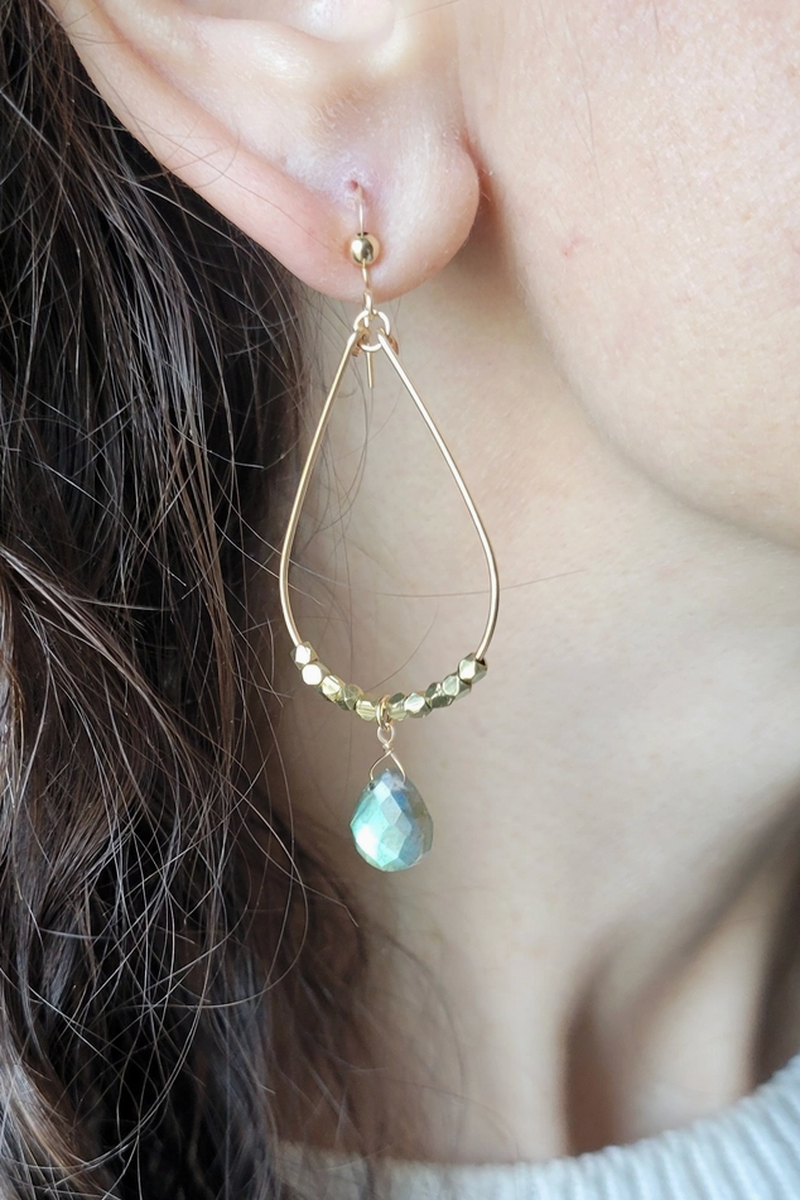 Leo Eleven Jewelry - Labradorite Teardrop Earrings 14k Gold Filled