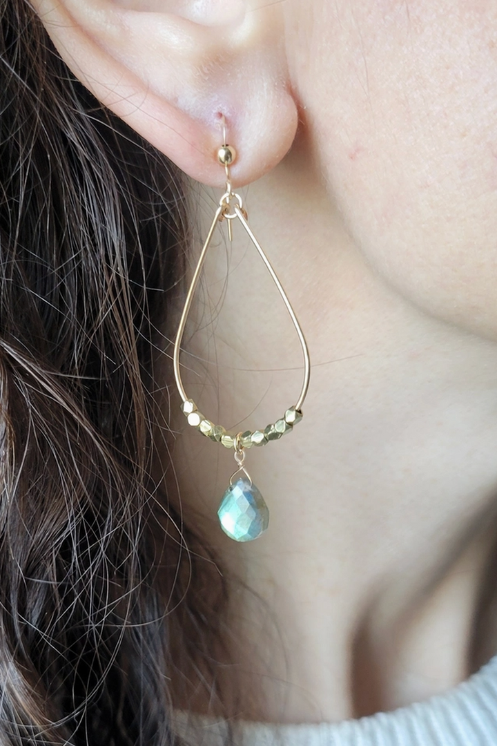 Leo Eleven Jewelry - Labradorite Teardrop Earrings 14k Gold Filled