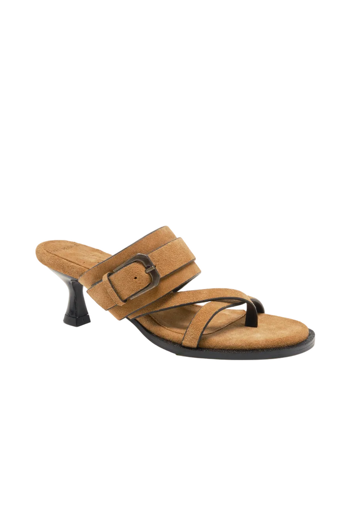 Free People - Belted Heel Sandals in Driftwood Tan Suede