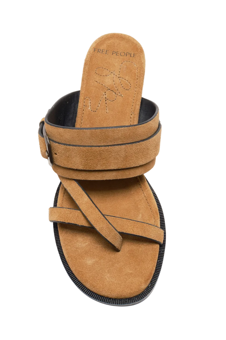 Free People - Belted Heel Sandals in Driftwood Tan Suede