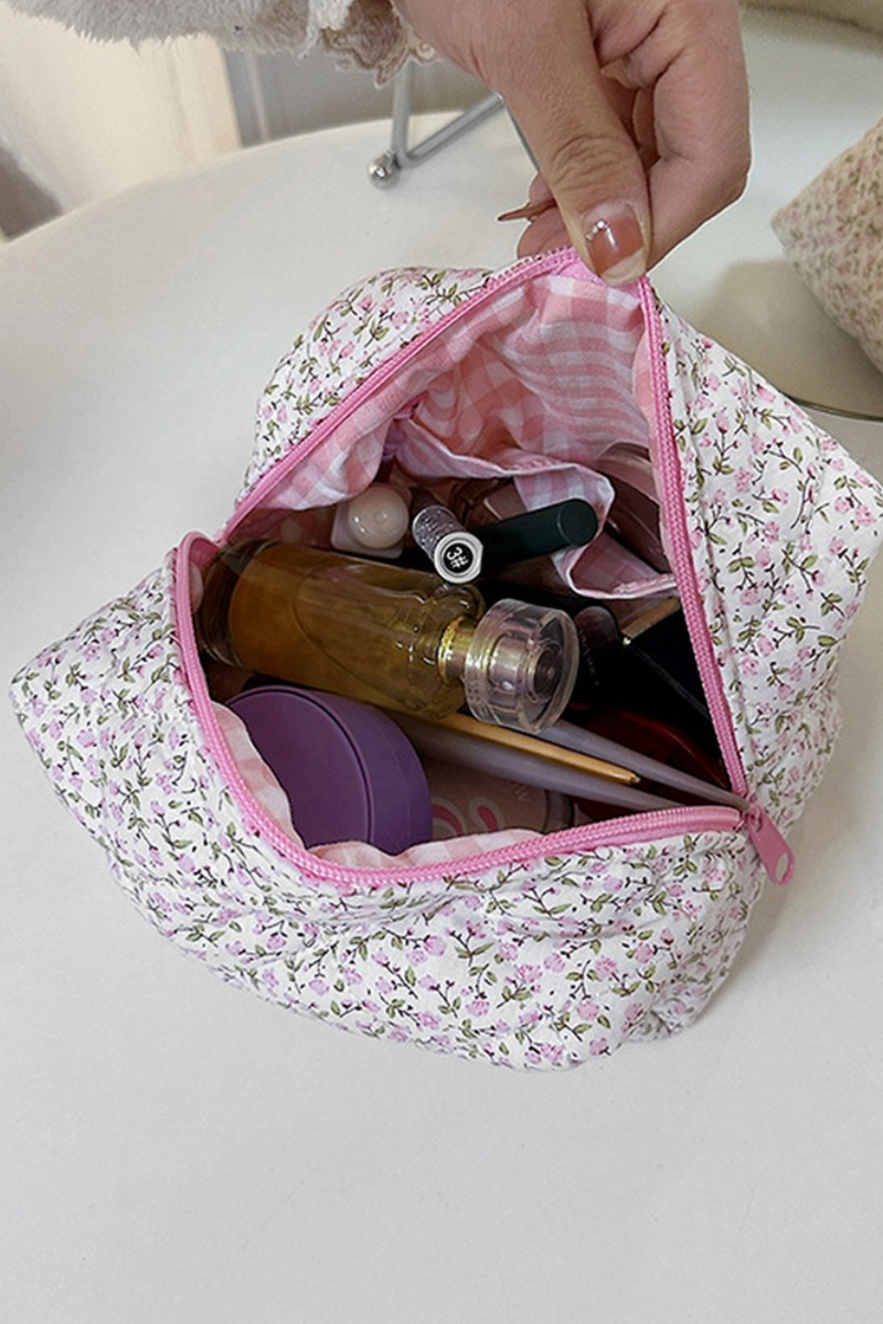 ACCITY - Floral Large Cosmetic Bag in Pink Floral