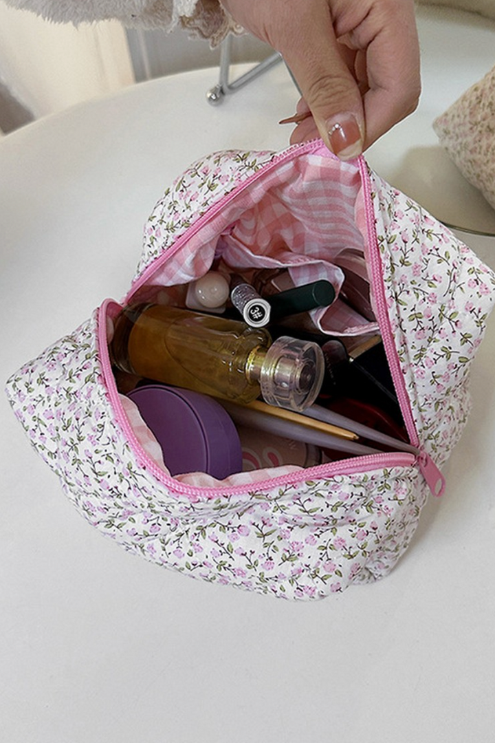 ACCITY - Floral Large Cosmetic Bag in Pink Floral