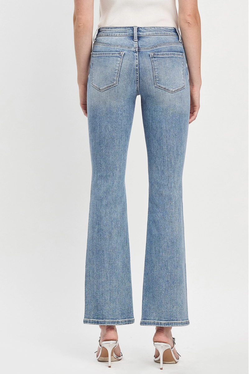 VERVET - Miranda Mid Rise Full Length Bootcut Jeans in Futuristic