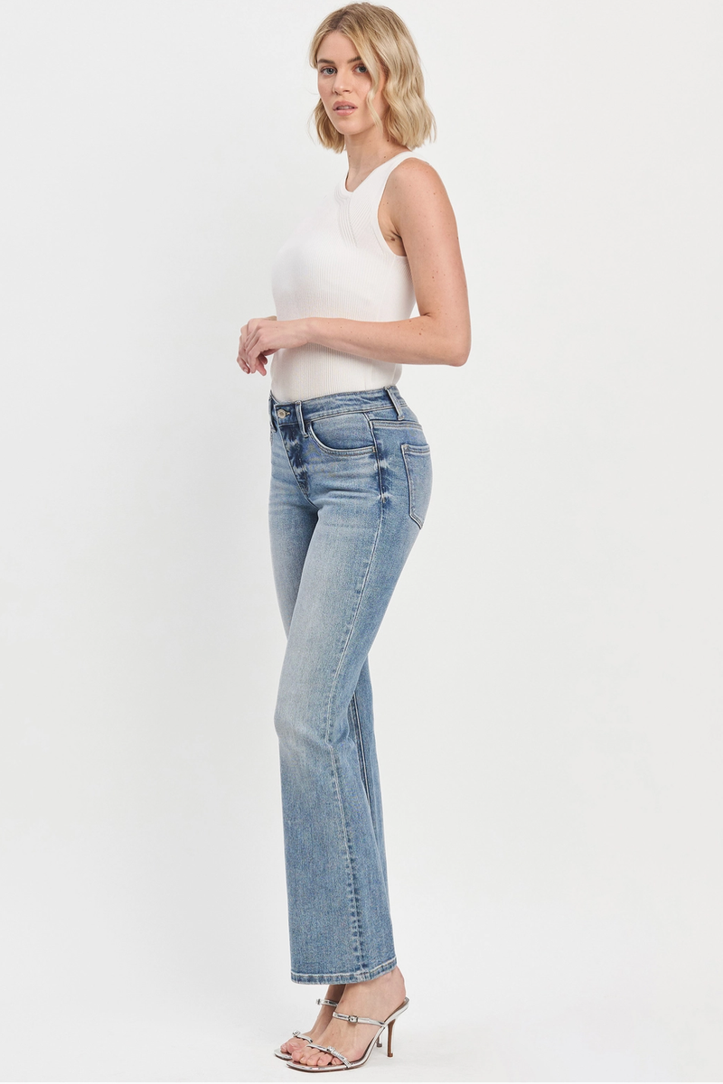 VERVET - Miranda Mid Rise Full Length Bootcut Jeans in Futuristic