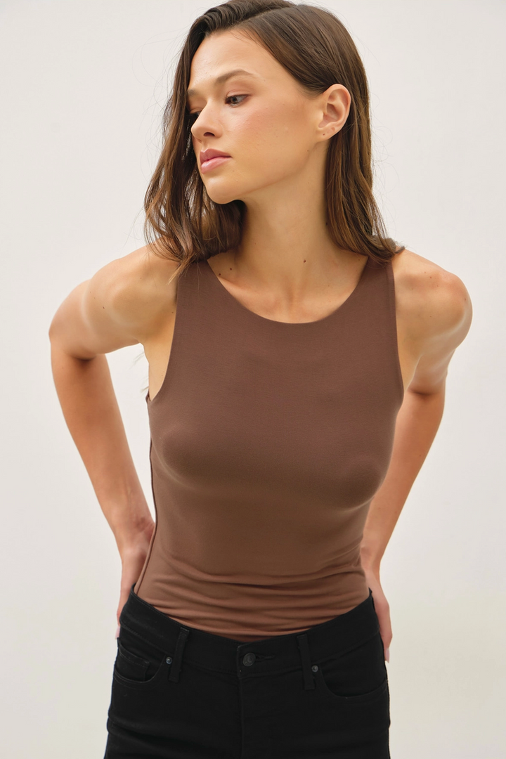 Be Cool - Basic Double Lined Boat Neck Tank