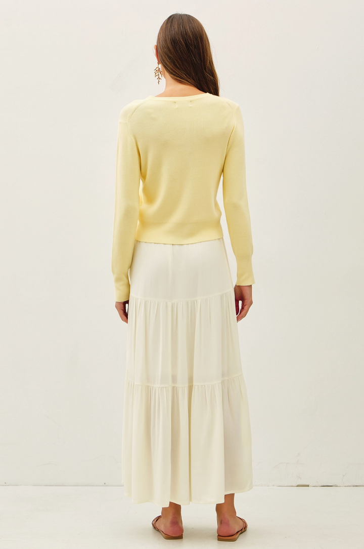 Be Cool - Smocked Waist Tiered Maxi Skirt in Vanilla