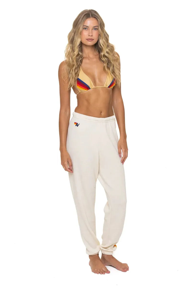 AVIATOR NATION - 5 Stripe Sweatpants in Vintage White