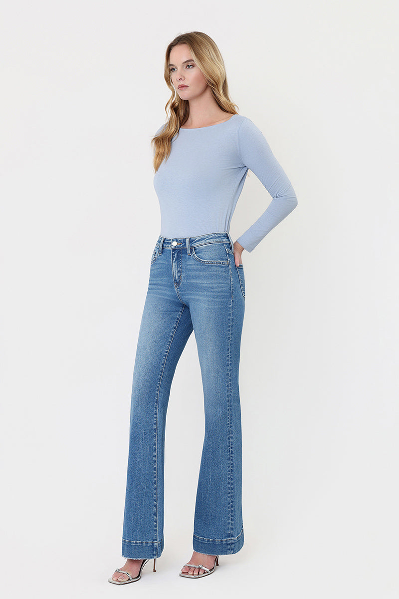 VERVET - High Rise Trouser Hem Relaxed Flare Jeans
