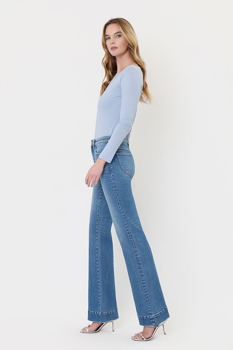 VERVET - High Rise Trouser Hem Relaxed Flare Jeans