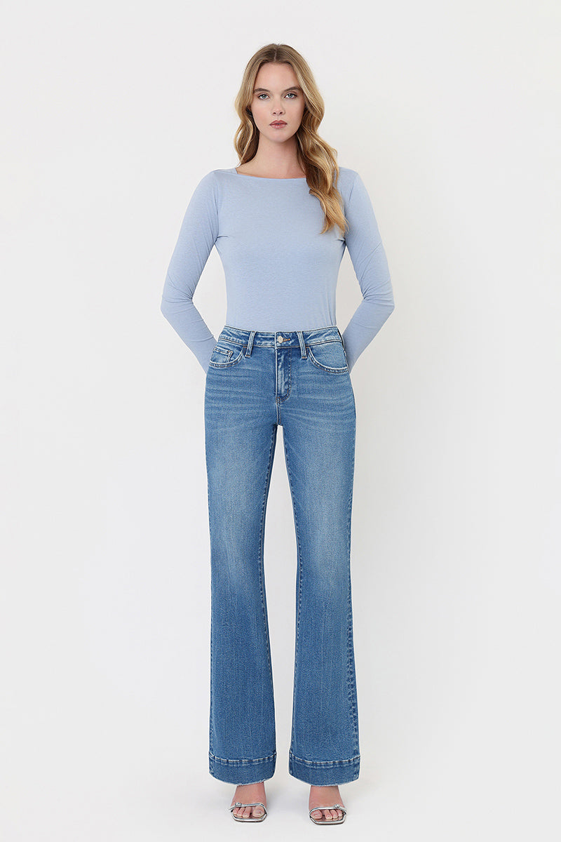 VERVET - High Rise Trouser Hem Relaxed Flare Jeans